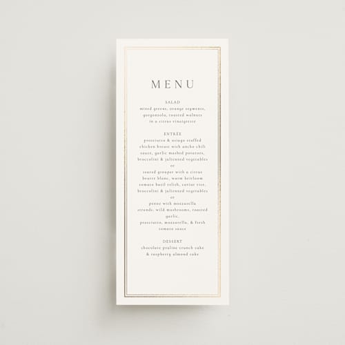 This is a cloud menu cards with foil pressed by Nicole Walsh called lustre printing on signature in 4x9