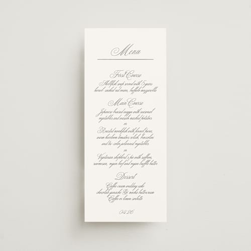 This is a sugar menu cards with foil pressed by chocomocacino called toulomotiri printing on signature in 4x9