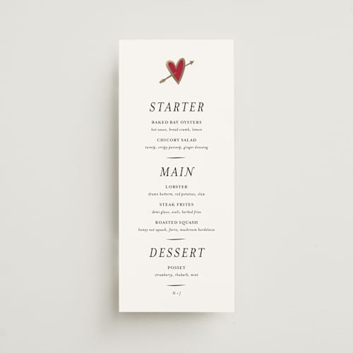 This is a snow menu cards with foil pressed by Ani Somi called amore printing on signature in 4x9