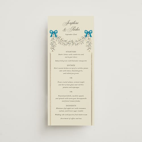 This is a marine menu cards with foil pressed by Jackie Crawford called josephine printing on signature in 4x9