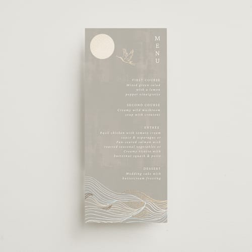 This is a ash menu cards with foil pressed by Jelena Vuletic called asahi printing on signature in 4x9