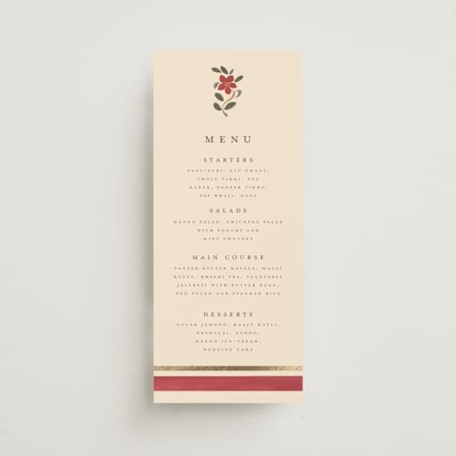 This is a honey menu cards with foil pressed by Teju Reval called indian elephant printing on signature in 4x9