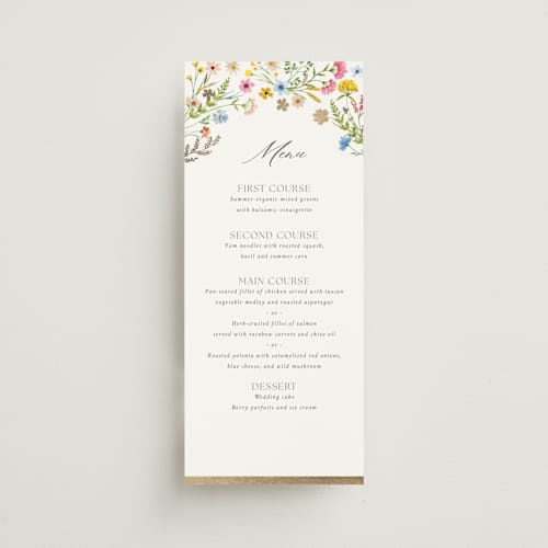 This is a garden menu cards with foil pressed by Yaling Hou Suzuki called bright garden printing on signature in 4x9