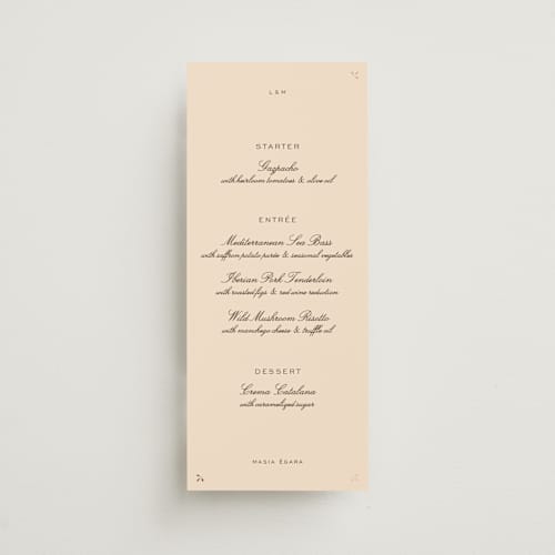 This is a coco menu cards with foil pressed by Ani Somi called sweet fancy printing on signature in 4x9