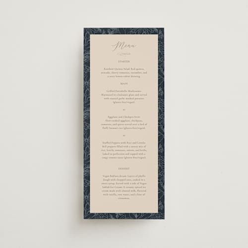 This is a sky menu cards with standard by Sabrin Deirani called magnolias printing on signature in 4x9