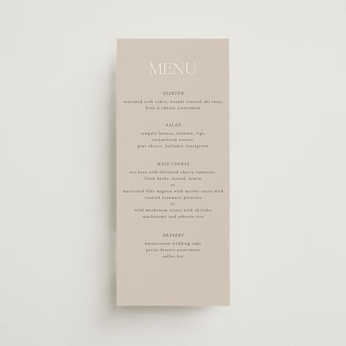 This is a lake menu cards with standard by Lindsay Megahed called reflections printing on signature in 4x9