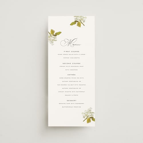 This is a linen menu cards with standard by Olivia Kanaley Inman called limelight printing on signature in 4x9
