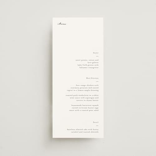 This is a ink menu cards with standard by Blustery August called tuscany printing on signature in 4x9