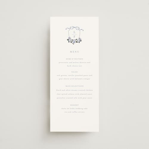This is a french menu cards with standard by Design Lotus called be with you printing on signature in 4x9