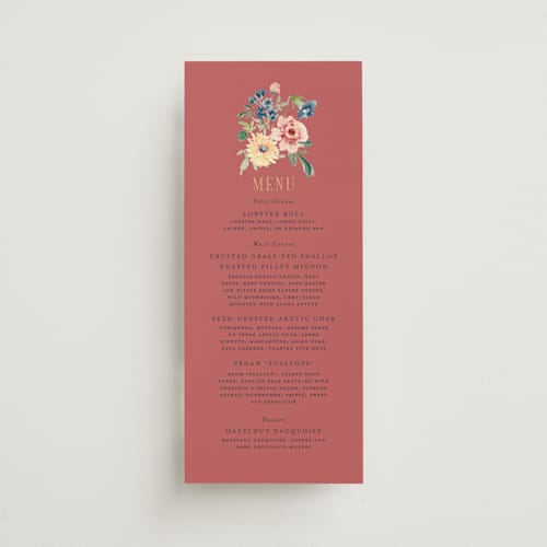 This is a rose menu cards with standard by Itsy Belle Studio called ruban en fleur printing on signature in 4x9