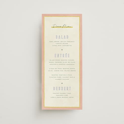 This is a island citrus menu cards with standard by Pixel and Hank called coastal drift printing on signature in 4x9