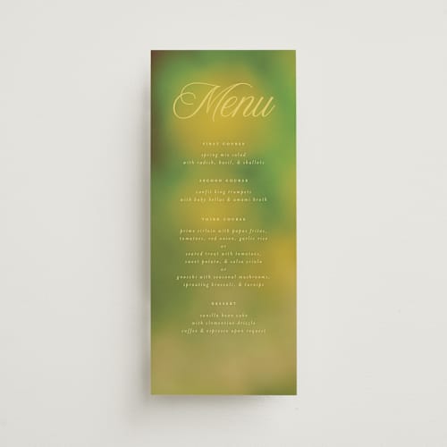 This is a island citrus menu cards with standard by Morgan Kendall called bloom printing on signature in 4x9