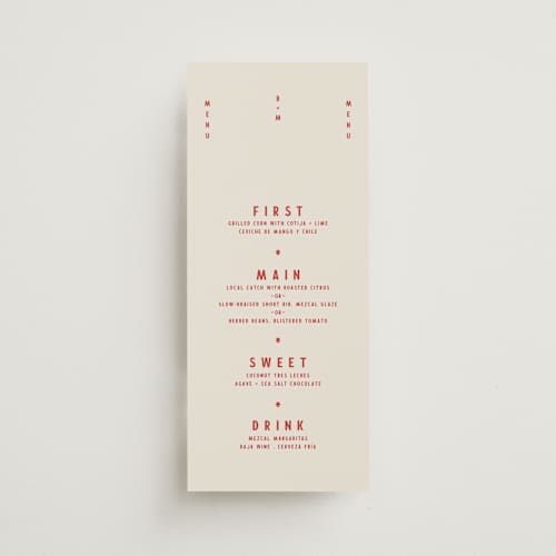 This is a sierra menu cards with standard by Ani Somi called coyota printing on signature in 4x9
