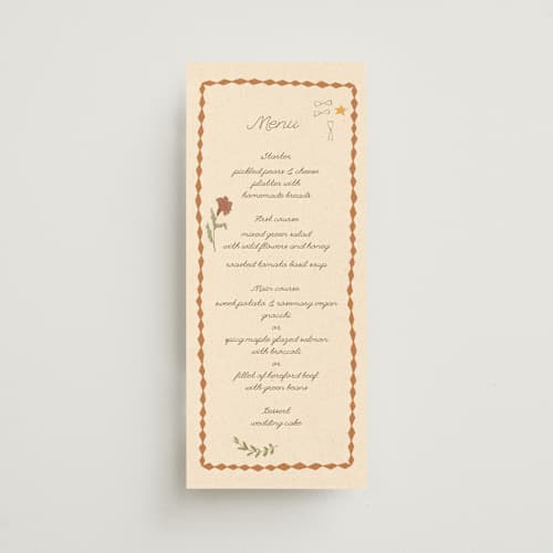 This is a magic menu cards with standard by Sumak Studio called pure magic printing on signature in 4x9