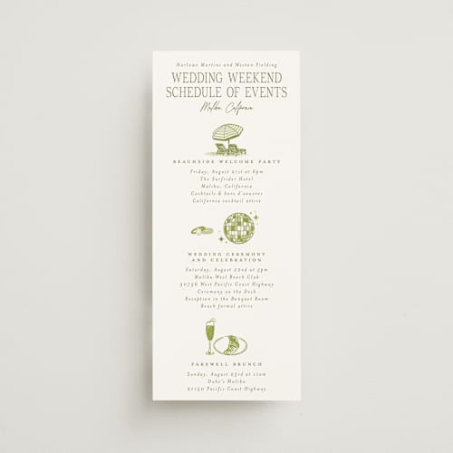 This is a palm ceremony reception essentials with standard by Jenna Holcomb called west coast toile printing on signature in 4x9