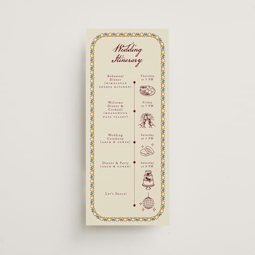 This is a ivory ceremony reception essentials with standard by Sherley Ferreira called mughal gardens printing on signature in 4x9
