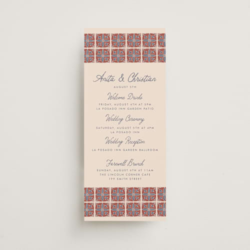 This is a terracotta ceremony reception essentials with standard by Katharine Watson called block print tile printing on signature in 4x9