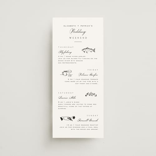 This is a linen ceremony reception essentials with standard by Amy Kross called aspen knoll printing on signature in 4x9