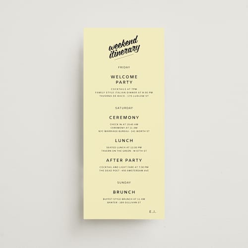 This is a butter ceremony reception essentials with standard by Studio Suku called courthouse printing on signature in 4x9