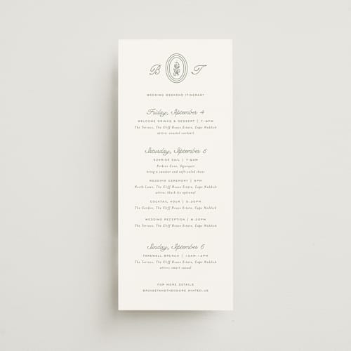 This is a leaf ceremony reception essentials with standard by Kate Ahn called court printing on signature in 4x9