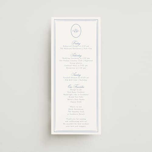 This is a sky ceremony reception essentials with standard by Robert and Stella called constance printing on signature in 4x9