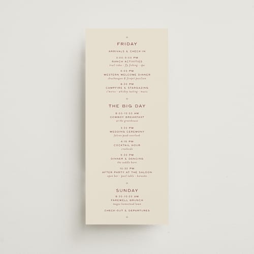 This is a rust ceremony reception essentials with standard by Ani Somi called rose ink printing on signature in 4x9