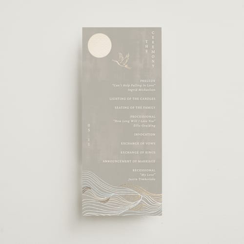 This is a ash unique wedding programs with foil pressed by Jelena Vuletic called asahi printing on signature in standard
