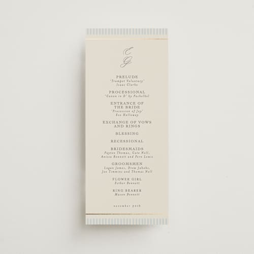 This is a provincial unique wedding programs with foil pressed by Angela Thompson called emma printing on signature in standard