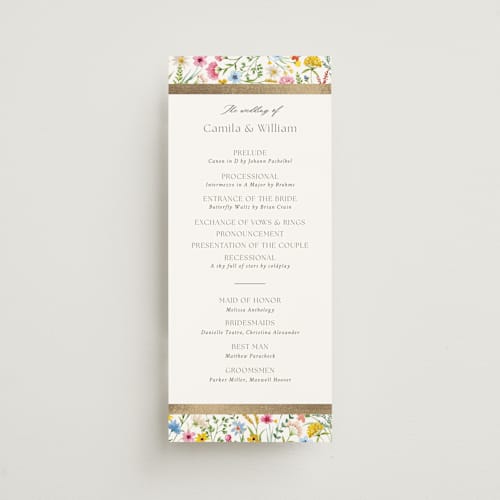 This is a garden unique wedding programs with foil pressed by Yaling Hou Suzuki called bright garden printing on signature in standard