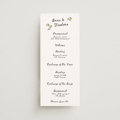This is a nero unique wedding programs with standard by Helena Vitto called amore mio printing on signature in standard
