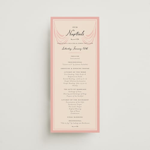 This is a cherry unique wedding programs with standard by Sarah Rosenthal called velvet cherry printing on signature in standard