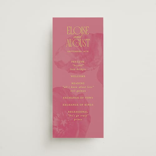 This is a flamingo unique wedding programs with standard by Morgan Kendall called maximalist poppies printing on signature in standard