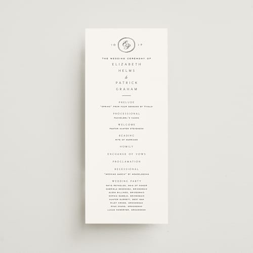 This is a cotton unique wedding programs with standard by Amy Kross called aspen knoll printing on signature in standard