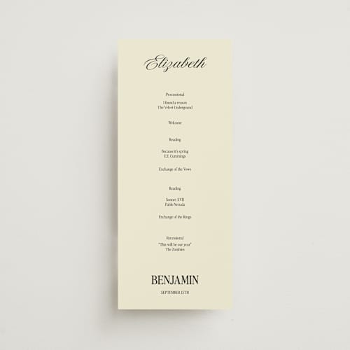 This is a butter unique wedding programs with standard by Helena Vitto called the eternal printing on signature in standard