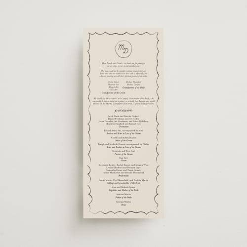 This is a ivory unique wedding programs with standard by Aviva Atri called sketchbook love printing on signature in standard