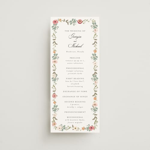 This is a sunset unique wedding programs with standard by Susan Moyal called cherished printing on signature in standard