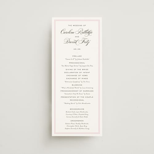 This is a peony unique wedding programs with standard by Megan Davis called nola printing on signature in standard