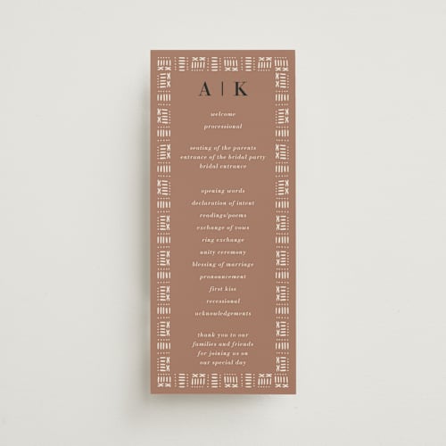 This is a ivory unique wedding programs with standard by Oma N. Ramkhelawan called amari printing on signature in standard