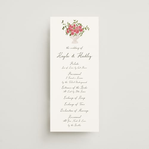 This is a azalea unique wedding programs with standard by Everett Paper Goods called villa printing on signature in 4x9