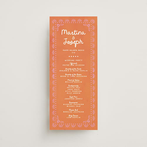 This is a carnation unique wedding programs with standard by Itsy Belle Studio called vienes printing on signature in standard