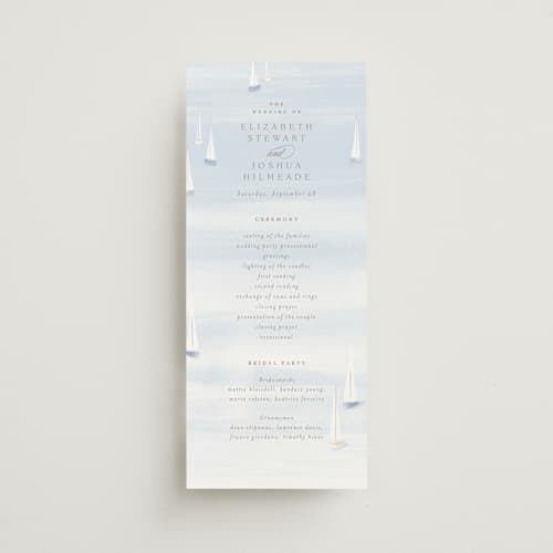 This is a aqua unique wedding programs with standard by Jennifer Wick called bristol printing on signature in standard