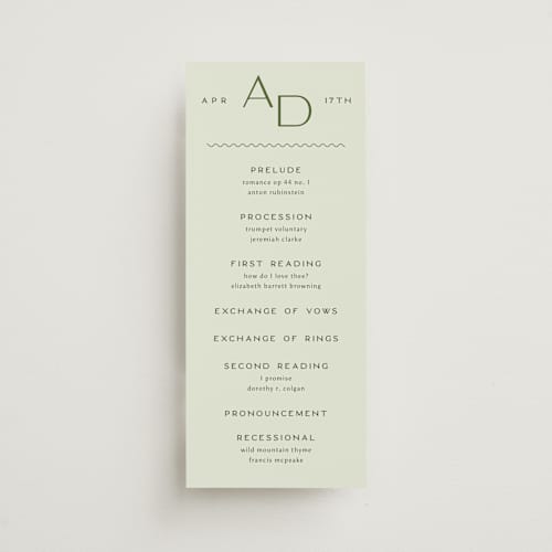 This is a lemongrass unique wedding programs with standard by Sam Dubeau called swoon printing on signature in standard