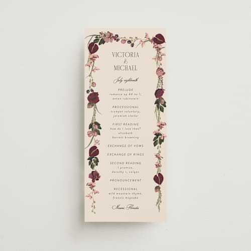 This is a merlota unique wedding programs with standard by Susan Moyal called romantics printing on signature in standard