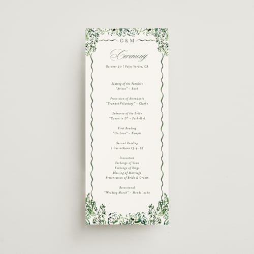 This is a sap unique wedding programs with standard by Becky Nimoy called gates and pillars printing on signature in standard