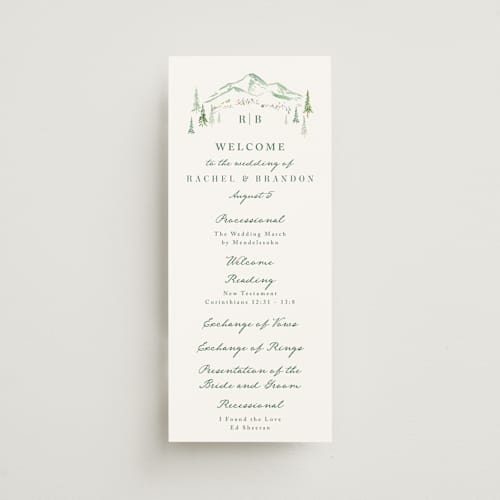 This is a meadow unique wedding programs with standard by Petra Kern called plain air printing on signature in 4x9