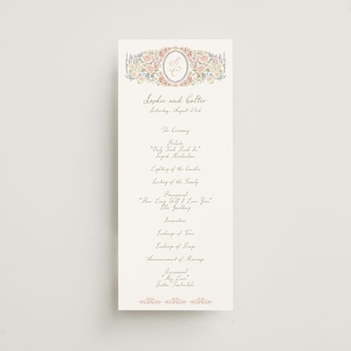 This is a petal unique wedding programs with standard by Jenna Holcomb called charlotte printing on signature in 4x9