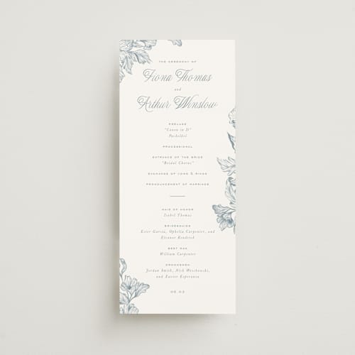 This is a lake unique wedding programs with standard by Leah Bisch called wreath in bloom printing on signature in 4x9