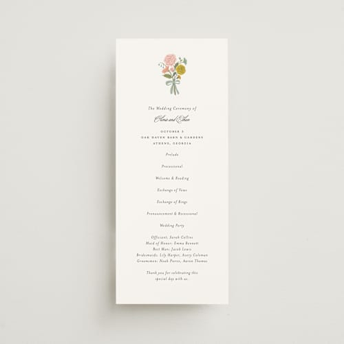 This is a swan unique wedding programs with standard by Lori Wemple called botanical cameo printing on signature in standard