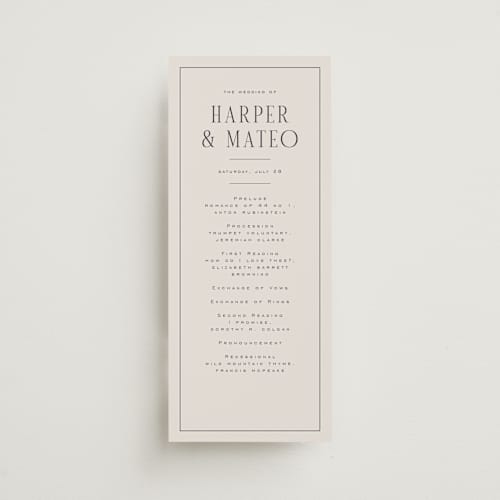 This is a sandstone unique wedding programs with standard by Nicole Walsh called close-up printing on signature in standard