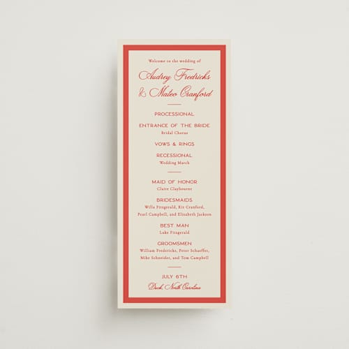 This is a lobster unique wedding programs with standard by Jackie Crawford called kitty hawk printing on signature in standard